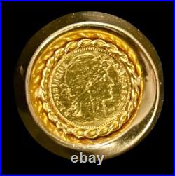 14K Gold French 22K 20 Franc Napoléon III Coin Earrings Clip-On Vintage Pair