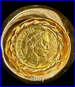 14K Gold French 22K 20 Franc Napoléon III Coin Earrings Clip-On Vintage Pair