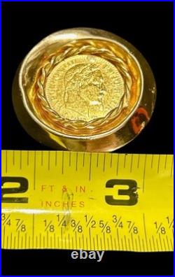 14K Gold French 22K 20 Franc Napoléon III Coin Earrings Clip-On Vintage Pair