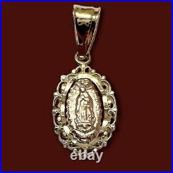 14K Gold Virgin Mary Lady De Guadalupe Pendant Charm Vintage filigree Solid Oval