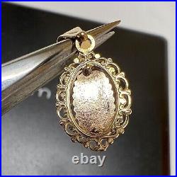 14K Gold Virgin Mary Lady De Guadalupe Pendant Charm Vintage filigree Solid Oval