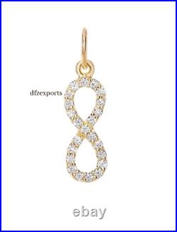 14K Real Solid Gold Infinity Charm Pendant For Women Valentine Pendant Diamond