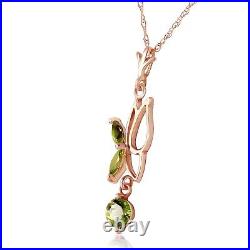 14K. SOLID GOLD BUTTERFLY NECKLACE WITH PERIDOTS (Rose Gold)