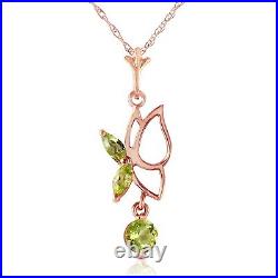 14K. SOLID GOLD BUTTERFLY NECKLACE WITH PERIDOTS (Rose Gold)