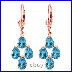 14K. SOLID GOLD LEVERBACK EARRING WITH BLUE TOPAZ (Rose Gold)