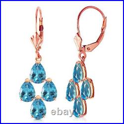 14K. SOLID GOLD LEVERBACK EARRING WITH BLUE TOPAZ (Rose Gold)