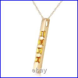 14K. SOLID GOLD NECKLACE BAR WITH NATURAL CITRINES (Yellow Gold)