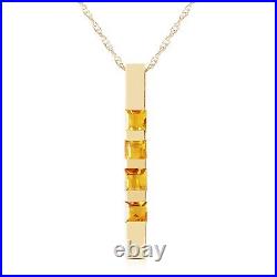 14K. SOLID GOLD NECKLACE BAR WITH NATURAL CITRINES (Yellow Gold)