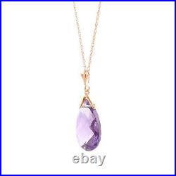 14K. SOLID GOLD NECKLACE WITH BRIOLETTE AMETHYST (Rose Gold)