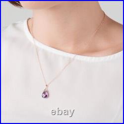 14K. SOLID GOLD NECKLACE WITH BRIOLETTE AMETHYST (Rose Gold)