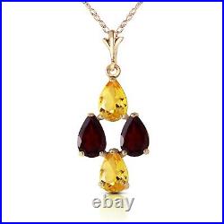 14K. SOLID GOLD NECKLACE WITH CITRINES & GARNETS (Yellow Gold)