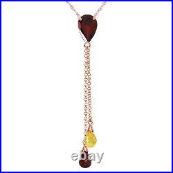 14K. SOLID GOLD NECKLACE WITH GARNETS & CITRINE (Rose Gold)