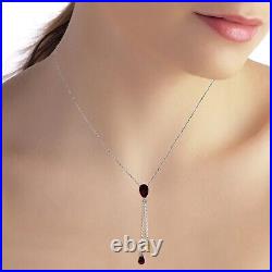 14K. SOLID GOLD NECKLACE WITH GARNETS & CITRINE (White Gold)