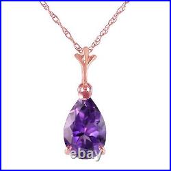14K. SOLID GOLD NECKLACE WITH NATURAL AMETHYST (Rose Gold)