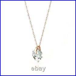 14K. SOLID GOLD NECKLACE WITH NATURAL AQUAMARINE (Rose Gold)
