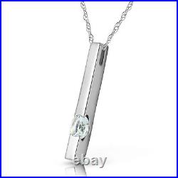14K. SOLID GOLD NECKLACE WITH NATURAL AQUAMARINE (White Gold)