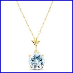 14K. SOLID GOLD NECKLACE WITH NATURAL AQUAMARINE (Yellow Gold)