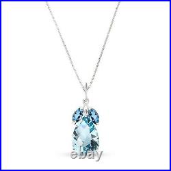 14K. SOLID GOLD NECKLACE WITH NATURAL BLUE TOPAZ (White Gold)
