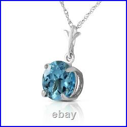 14K. SOLID GOLD NECKLACE WITH NATURAL BLUE TOPAZ (White Gold)