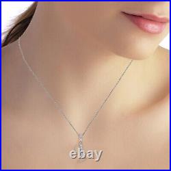 14K. SOLID GOLD NECKLACE WITH NATURAL DIAMONDS INITIAL'I' PENDANT (White Gold)