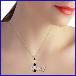 14K. SOLID GOLD NECKLACE WITH NATURAL GARNETS (Yellow Gold)