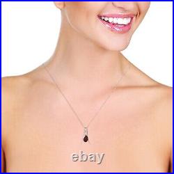 14K. SOLID GOLD NECKLACE WITH NATURAL GARNET (White Gold)