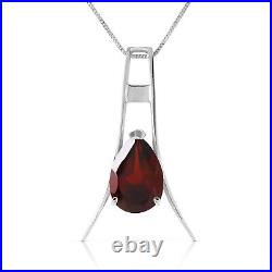 14K. SOLID GOLD NECKLACE WITH NATURAL GARNET (White Gold)