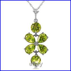 14K. SOLID GOLD NECKLACE WITH NATURAL PERIDOTS (White Gold)