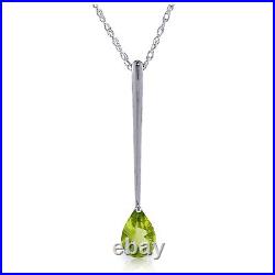 14K. SOLID GOLD NECKLACE WITH NATURAL PERIDOT (White Gold)