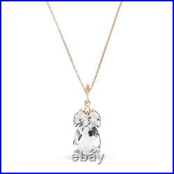 14K. SOLID GOLD NECKLACE WITH NATURAL WHITE TOPAZ (Rose Gold)