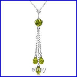14K. SOLID GOLD NECLACE WITH BRIOLETTE PERIDOTS (White Gold)