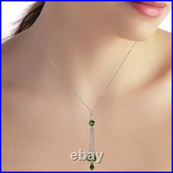 14K. SOLID GOLD NECLACE WITH BRIOLETTE PERIDOTS (White Gold)