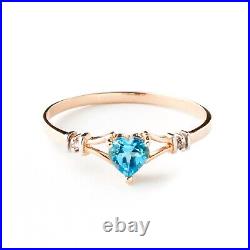 14K. SOLID GOLD RINGS With NATURAL DIAMONDS & BLUE TOPAZ (Rose Gold)