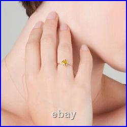 14K. SOLID GOLD RING WITH DIAMONDS & CITRINE (White Gold)