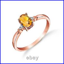 14K. SOLID GOLD RING WITH NATURAL DIAMONDS & CITRINE (Rose Gold)