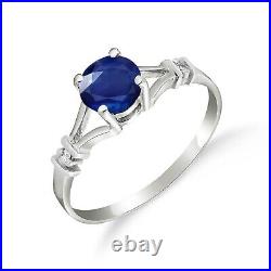 14K. SOLID GOLD RING WITH NATURAL DIAMONDS & SAPPHIRE (White Gold)