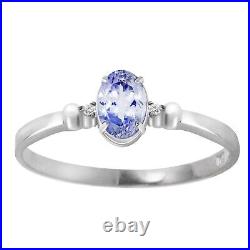 14K. SOLID GOLD RING WITH NATURAL DIAMONDS & TANZANITE (White Gold)