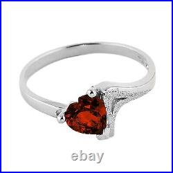 14K. SOLID GOLD RING WITH NATURAL GARNET (White Gold)