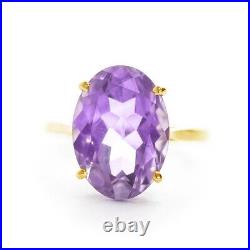 14K. SOLID GOLD RING WITH NATURAL OVAL AMETHYST (Yellow Gold)
