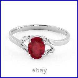 14K. SOLID GOLD RING WITH NATURAL RUBY (White Gold)