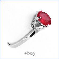 14K. SOLID GOLD RING WITH NATURAL RUBY (White Gold)