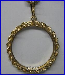 14K SOLID GOLD ROPE FRAME BEZEL PENDANT FOR 30mm COIN