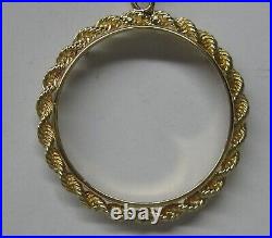 14K SOLID GOLD ROPE FRAME BEZEL PENDANT FOR 30mm COIN