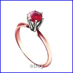 14K. SOLID GOLD SOLITAIRE RING WITH NATURAL RUBY (Rose Gold)