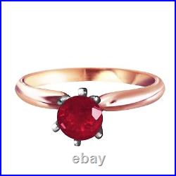 14K. SOLID GOLD SOLITAIRE RING WITH NATURAL RUBY (Rose Gold)