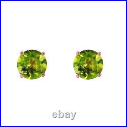 14K. SOLID GOLD STUD EARRINGS WITH NATURAL PERIDOTS (Rose Gold)