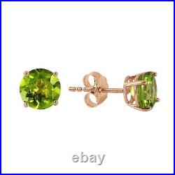 14K. SOLID GOLD STUD EARRINGS WITH NATURAL PERIDOTS (Rose Gold)