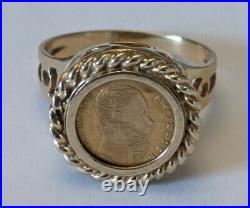 14K Solid Gold 1865 Mexican Coin Ring Size 6
