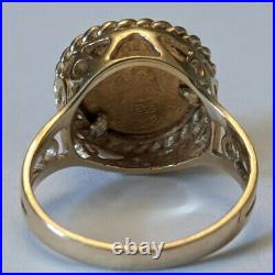 14K Solid Gold 1865 Mexican Coin Ring Size 6