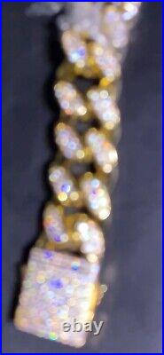 14K Solid Gold 20mm Wide 20Inch HEAVY Cuban Lab Colorful Radiance Diamond Chain